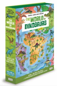 The world of dinosaurs. Travel, learn and explore. Con puzzle