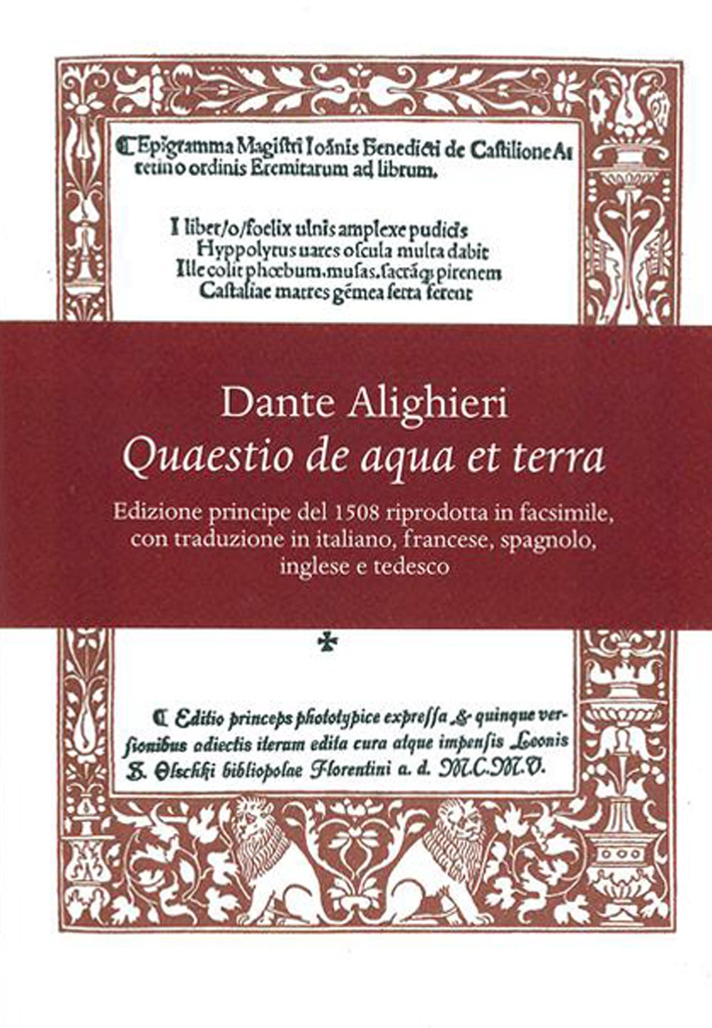 9788822267801 Dante Alighieri 2021 Quaestio de aqua et terra