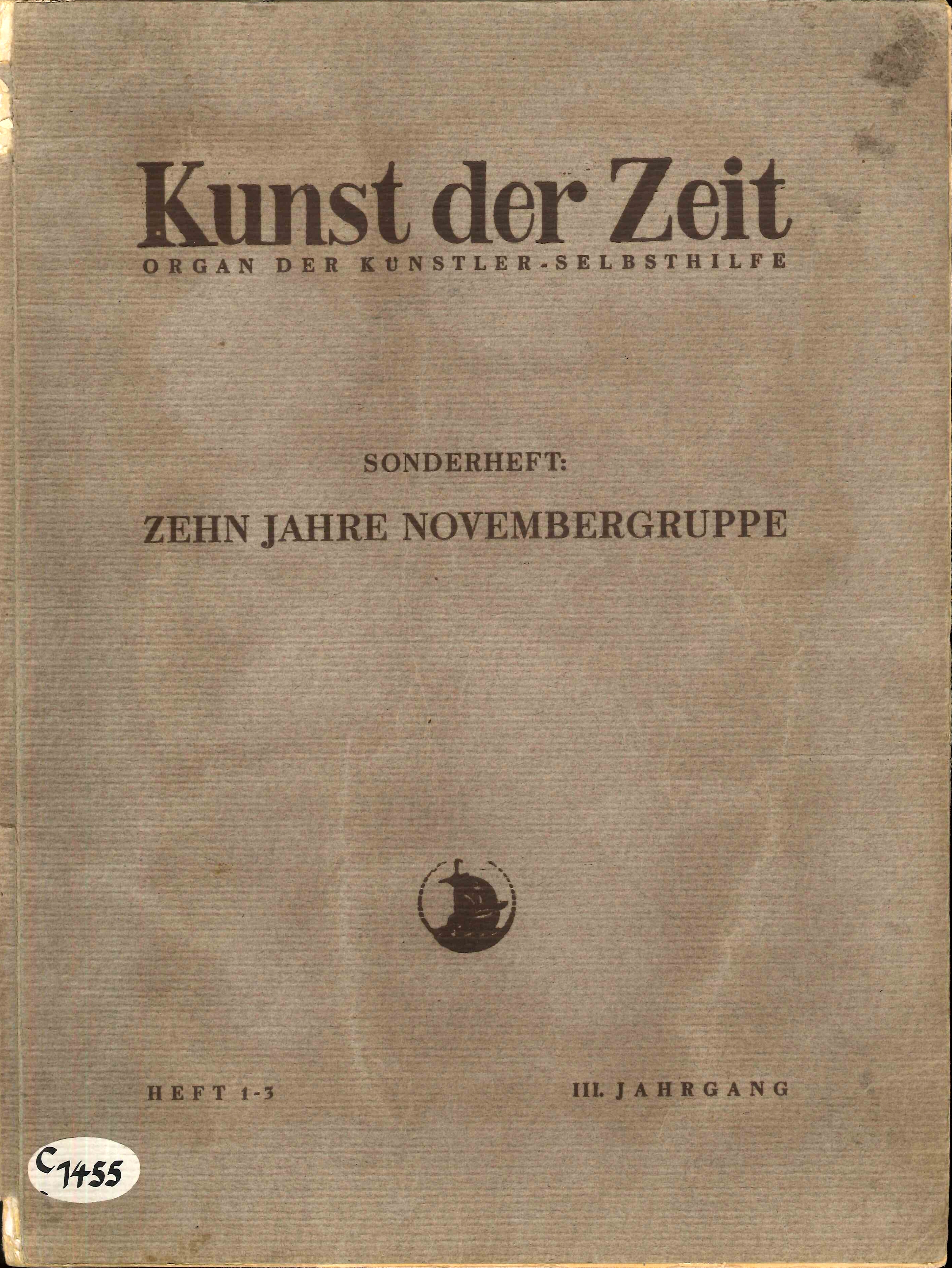 Kunst der Zeit. Sonderheft: Zehn Jahre Novemberguppe. Heft 1-3 III. Jahgang