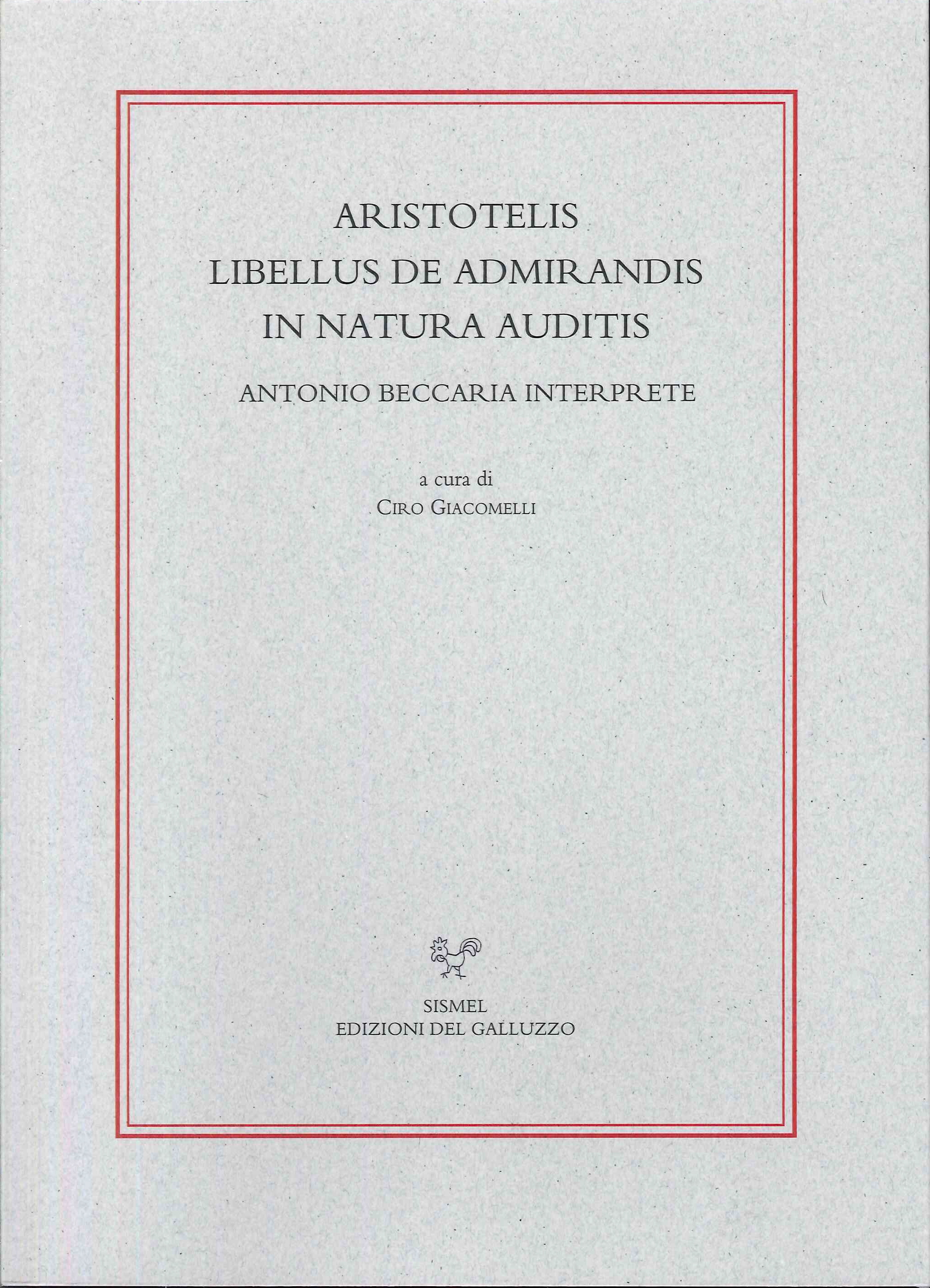 9788892902138 2023 Aristotelis Libellus de Admirandis in Natura