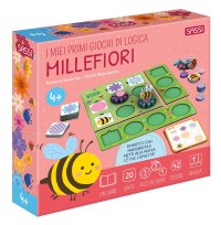 Millefiori. I miei primi giochi di logica. Con griglia espandibile. Con 15 pezzi di legno. Con 42 tessere. Con 20 Carte
