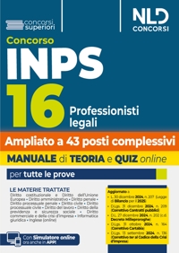 Concorso INPS 16 professionisti legali. Manuale teoria + quiz online per tutte le prove