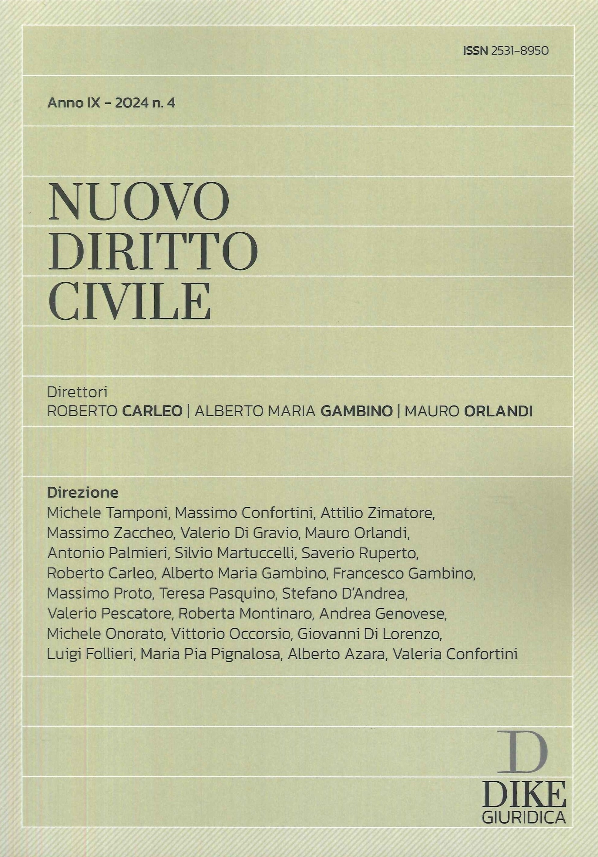 Nuovo Diritto Civile Anno IX 2024 Vol.4